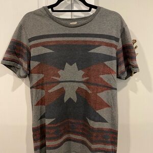 Scotch & Soda Gray and Red Patterned Short Sleeve Tee